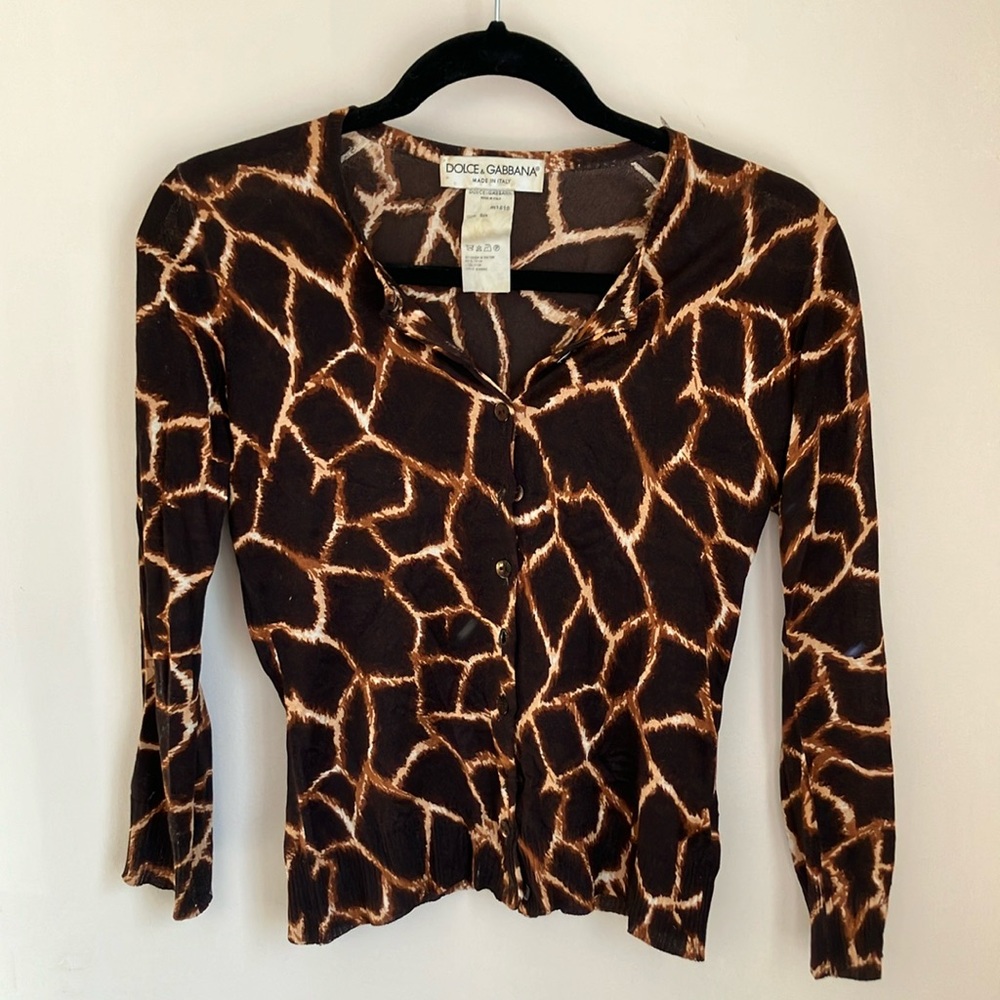 Dolce & Gabbana Cream Brown Fitted Polo Blouse